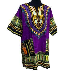 New SB Fashion Free Size 100% Cotton Long African Floral Print Tunic Shirt